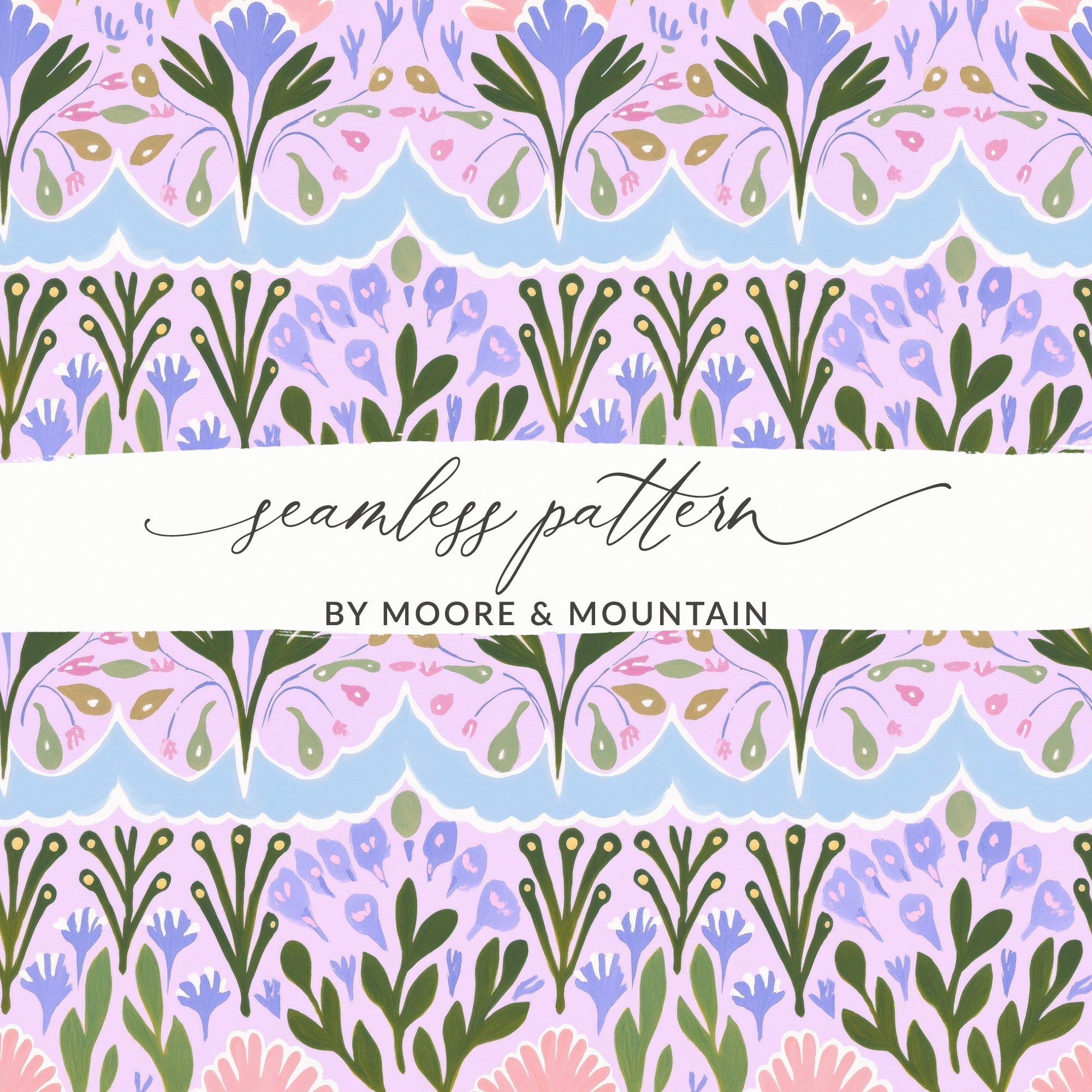 Moore & Mountain Seamless Pattern Design Artwork