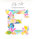 Floral letter E clip art by Moore & Mountain.