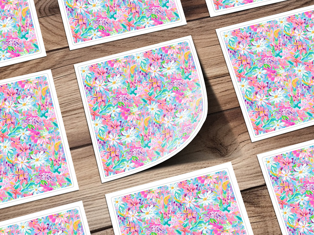Vibrant Floral Pattern Decorative Print Sticker Set