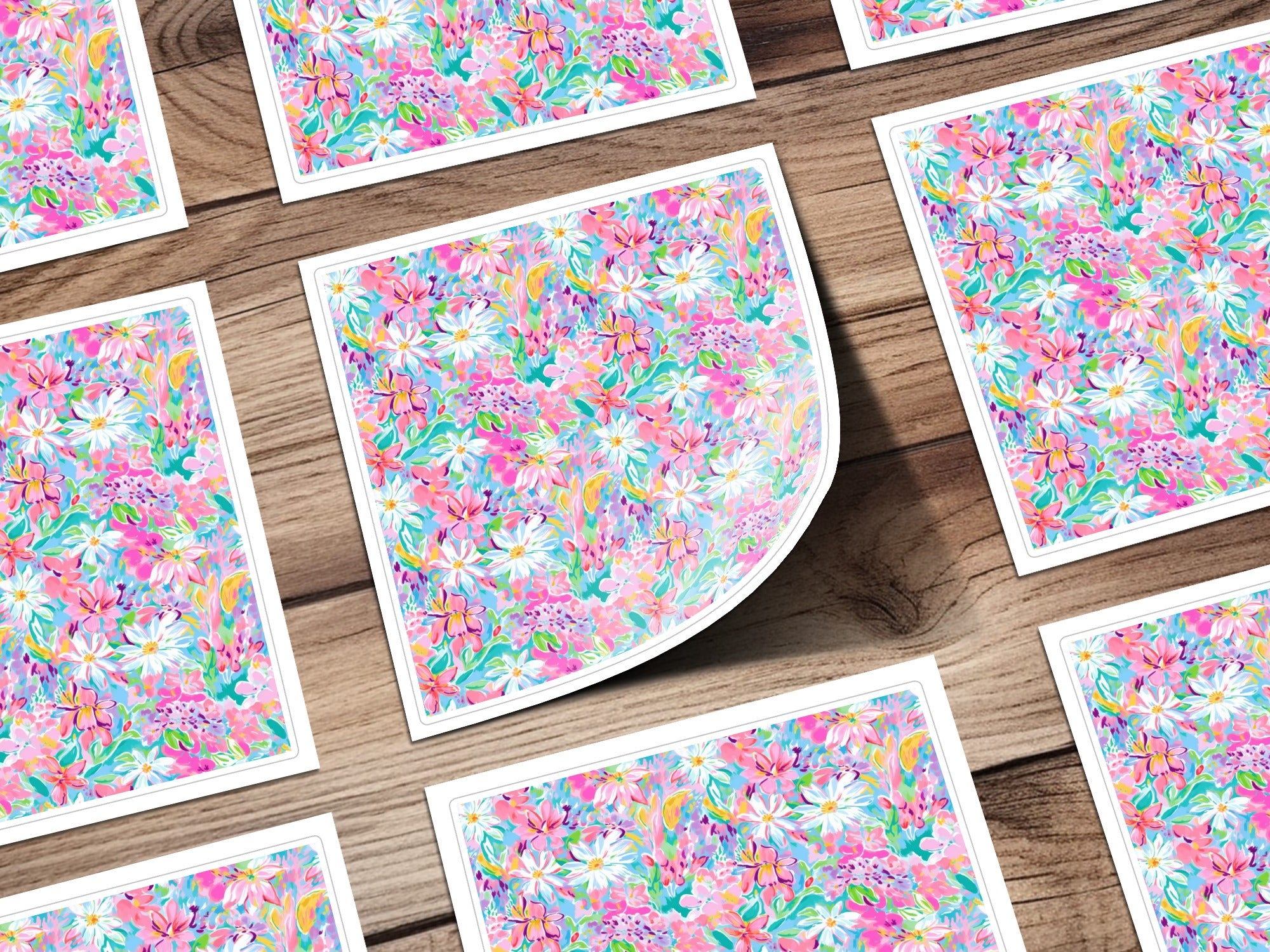 Vibrant Floral Pattern Decorative Print Sticker Set
