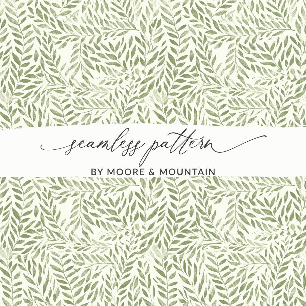 Elegant Green Leaf Seamless Pattern by Moore & Mountain