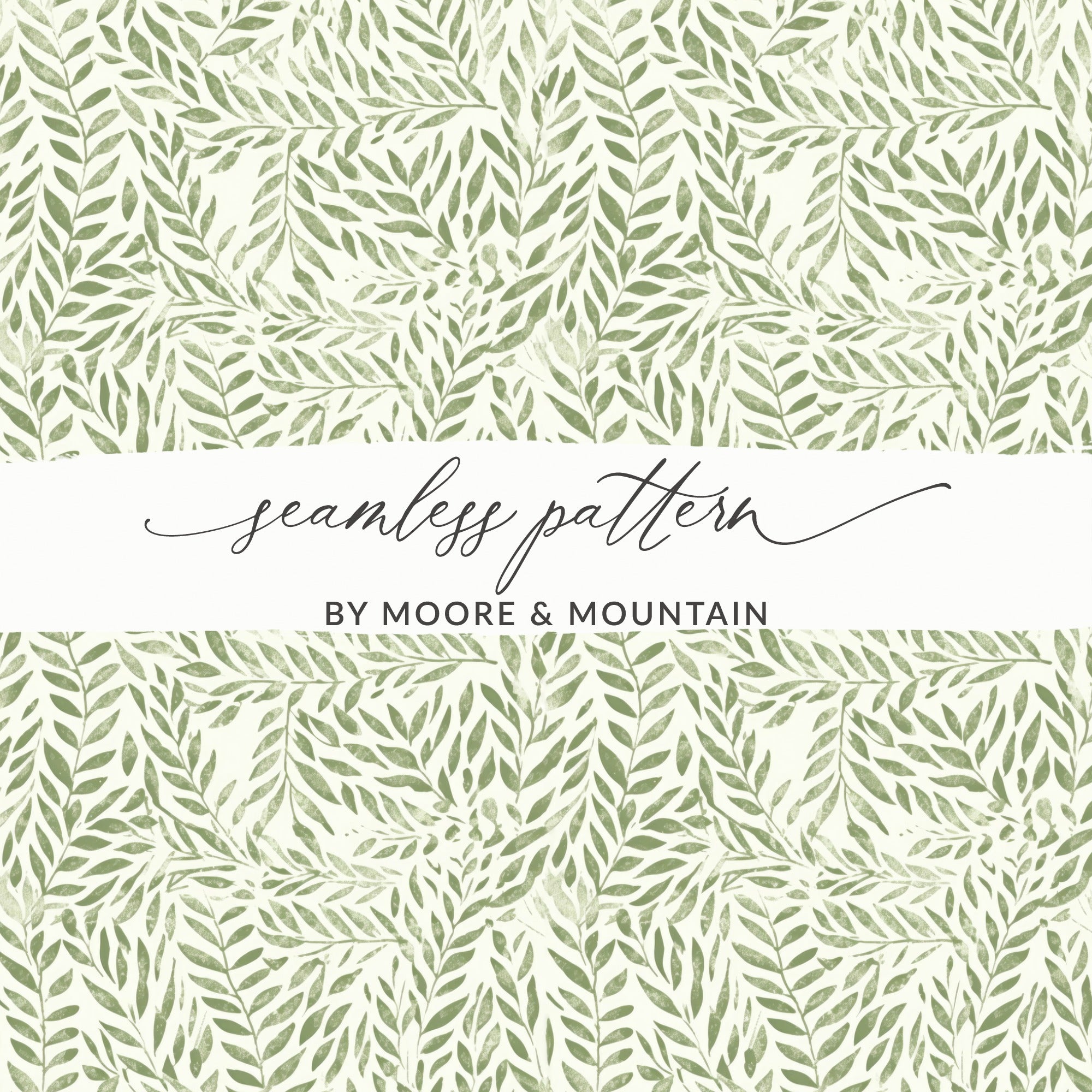 Elegant Green Leaf Seamless Pattern by Moore & Mountain