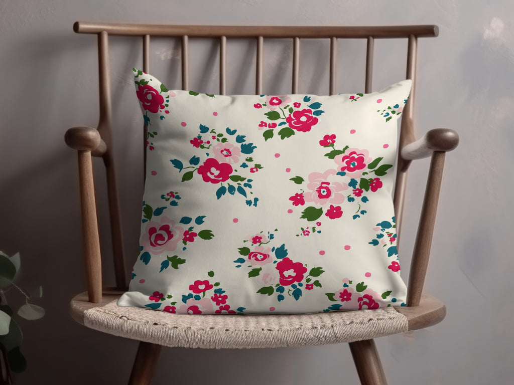 Floral Print Cushion with Colorful Roses Pillow Decor