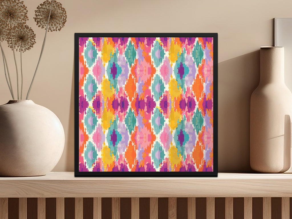 Vibrant Multicolor Geometric Pattern Framed Wall Art