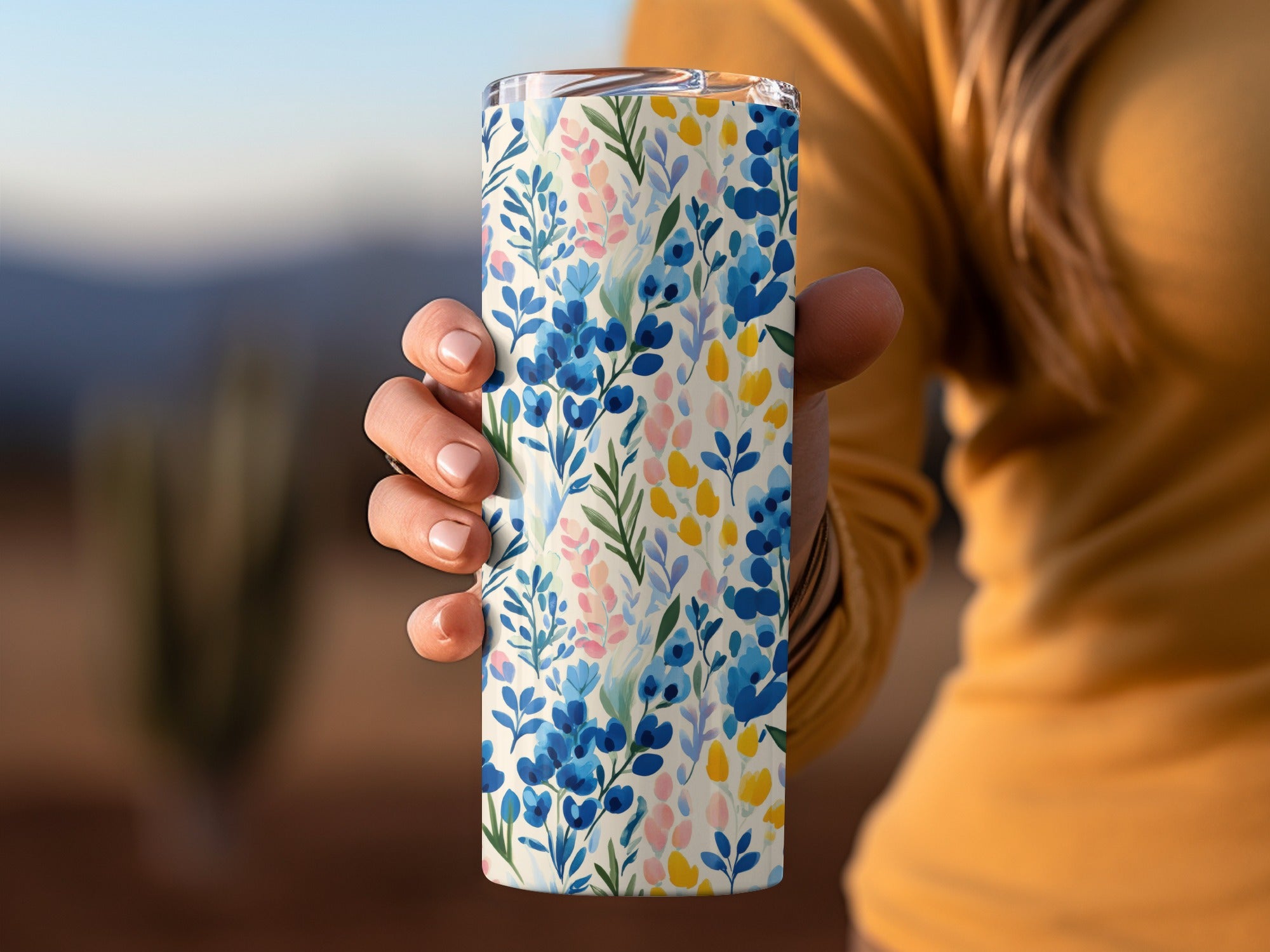 Vibrant Floral Patterned Tumbler for Hot or Cold Drinks