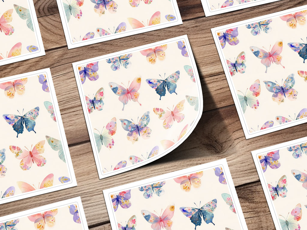 Colorful Watercolor Butterflies Print Stationery Product