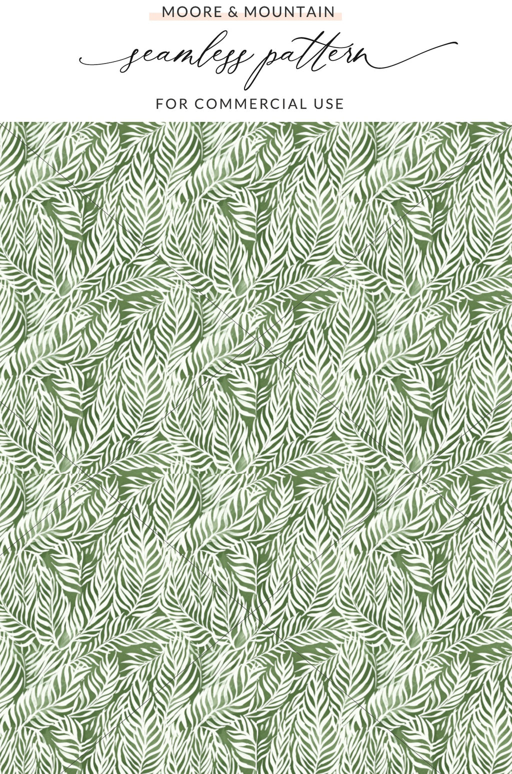 Green and White Leafy Seamless Pattern for Commercial Use