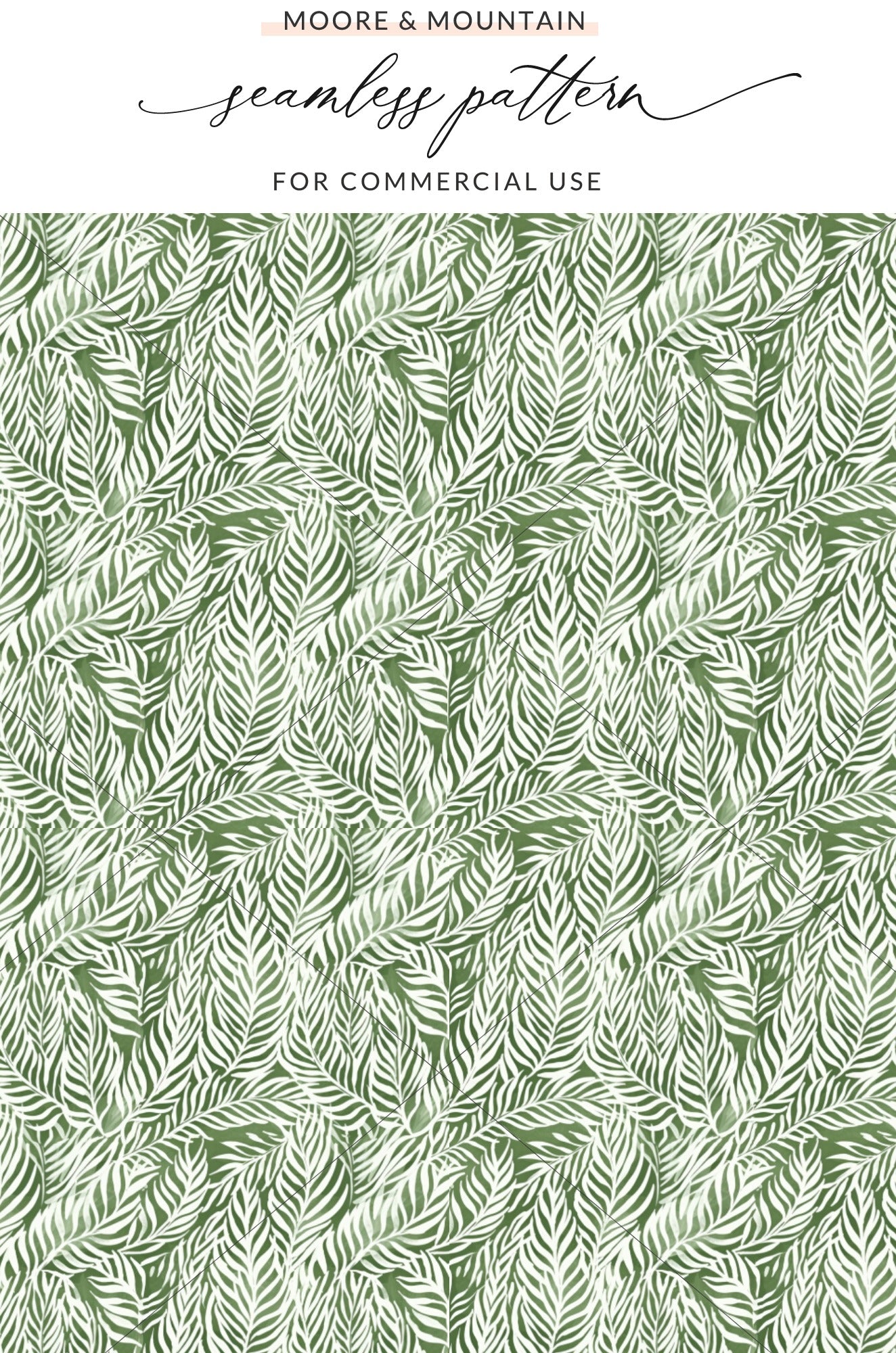 Green and White Leafy Seamless Pattern for Commercial Use