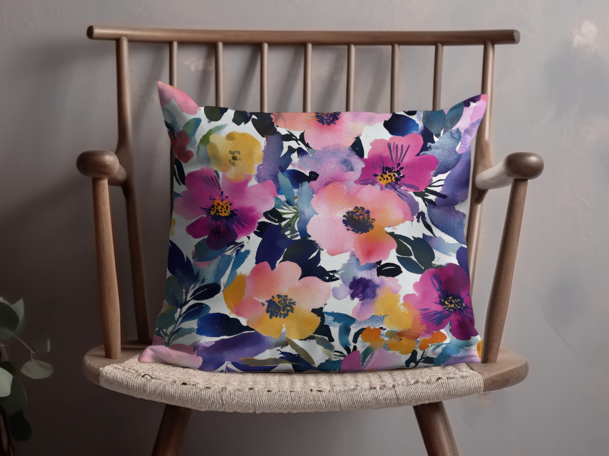 Bright Floral Cushion Cover Trendy Decorative Pillow
