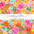 Bright Colorful Floral Seamless Pattern Digital Design