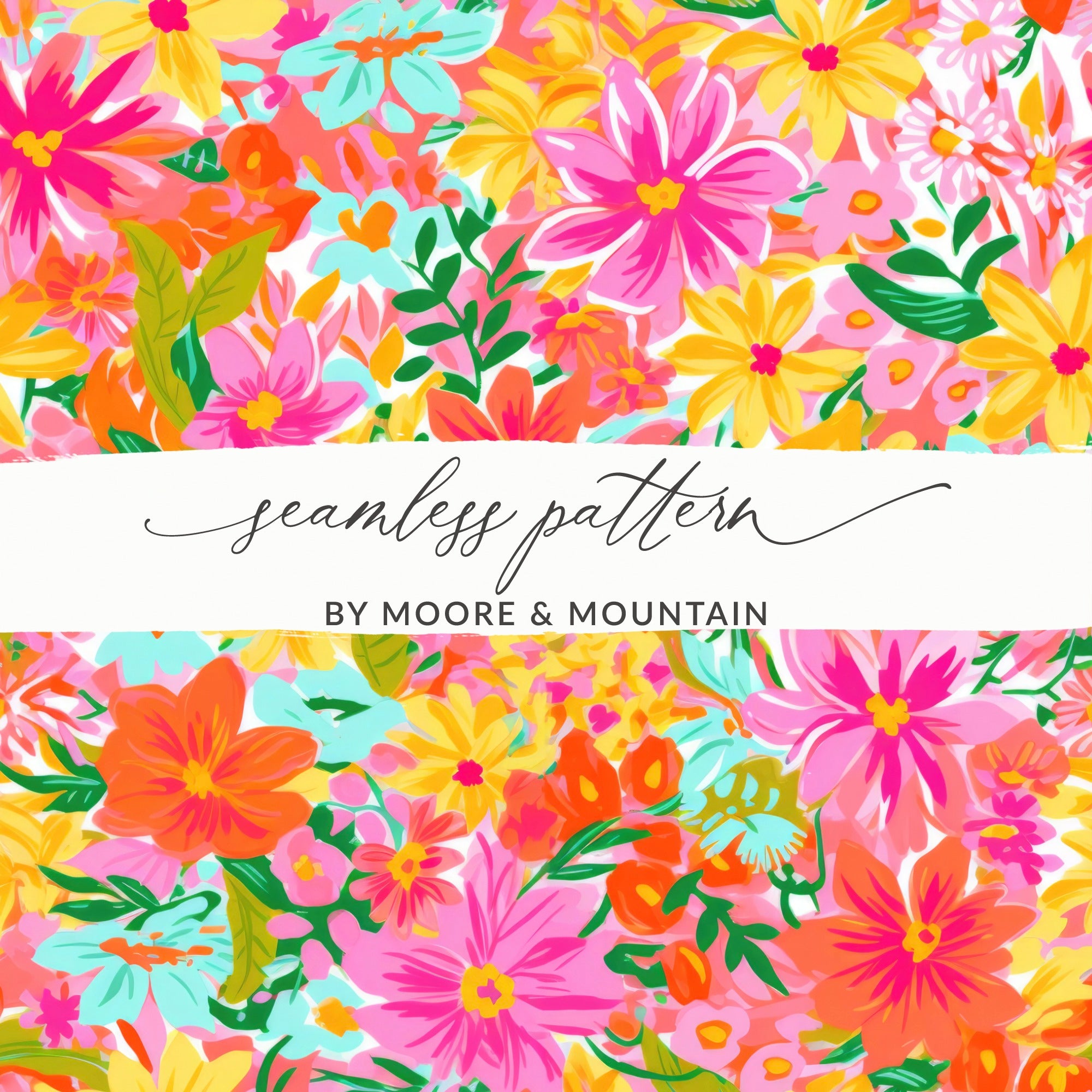 Bright Colorful Floral Seamless Pattern Digital Design