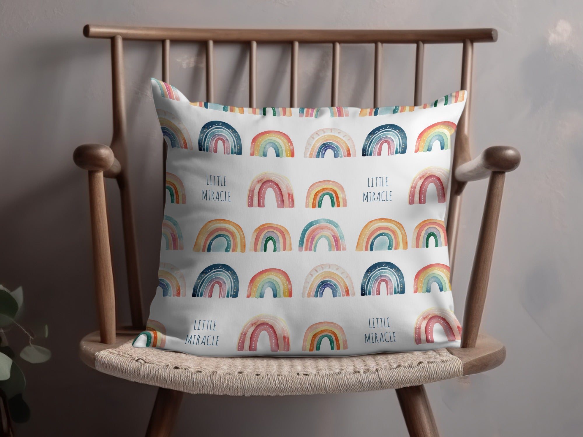 Little Miracle Rainbow Pattern Decorative Cushion Pillow