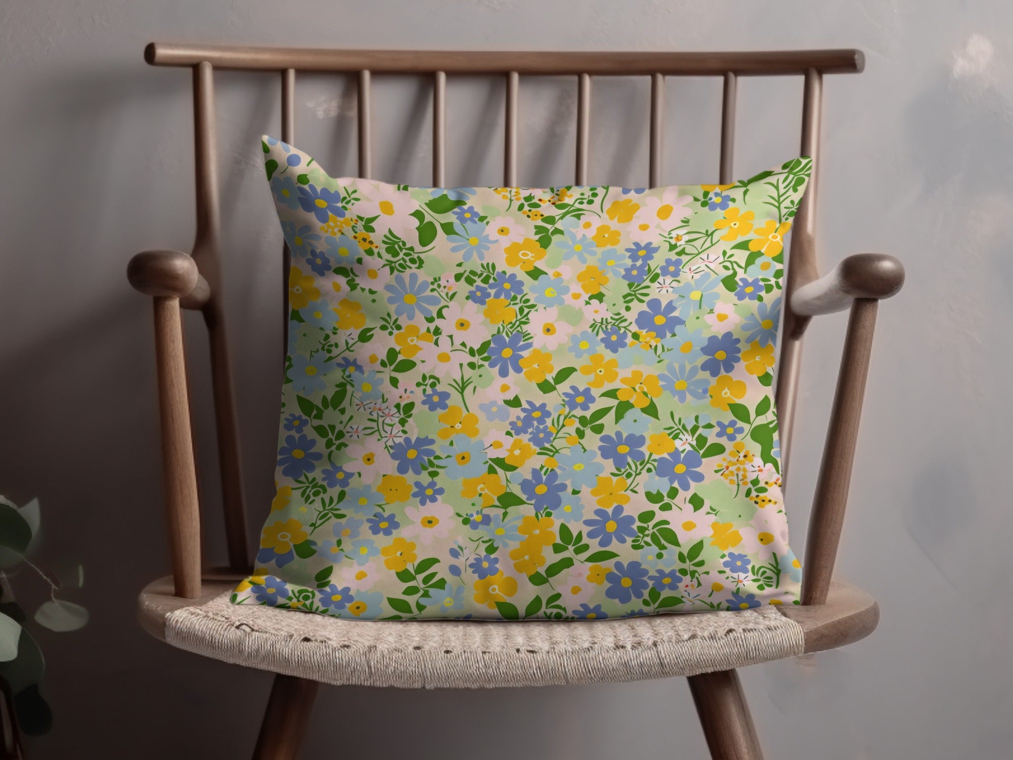 Floral Cushion with Vibrant Mixed Flowers Design Pillow