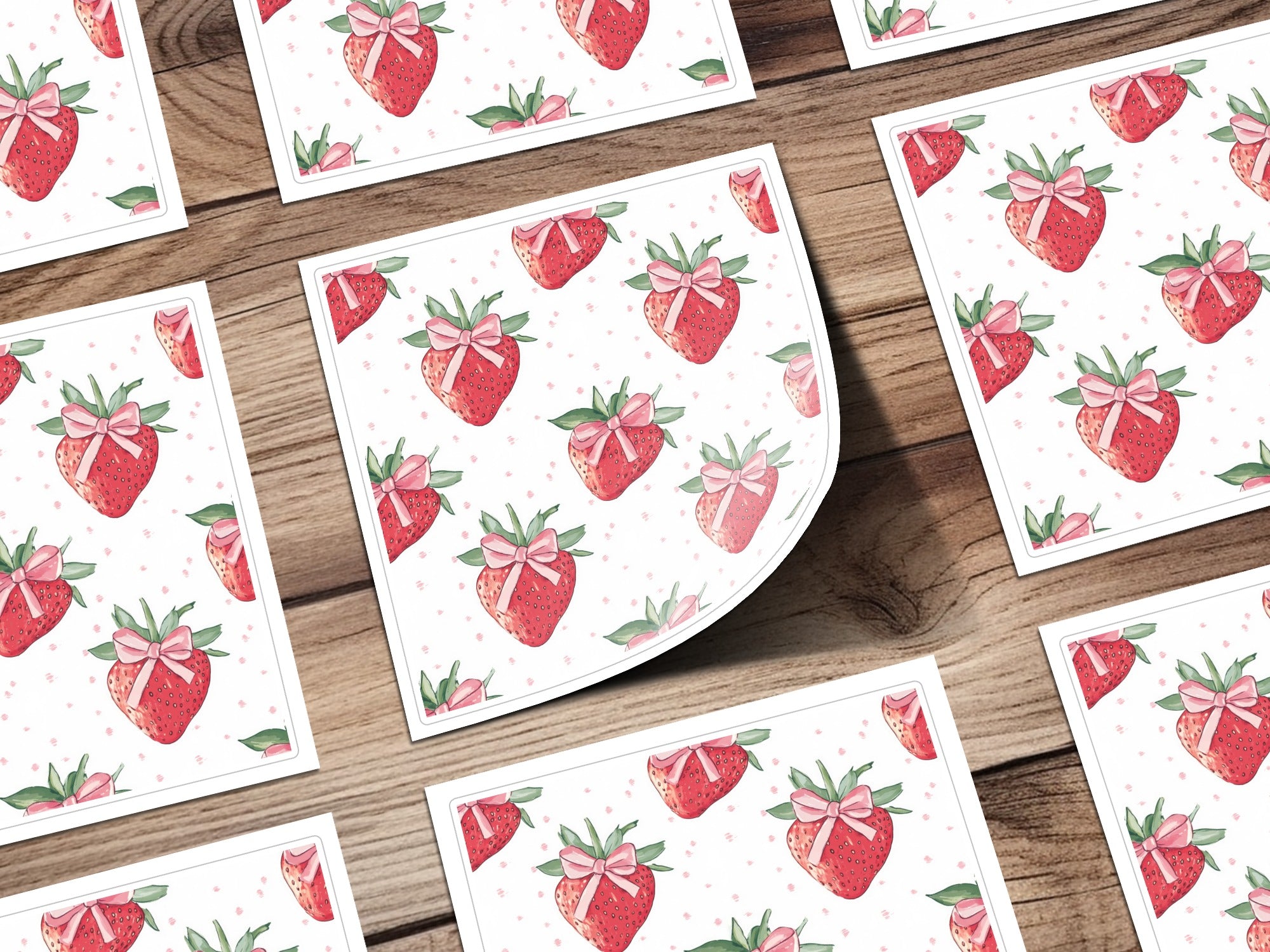 Adorable Strawberry Patterned Design Greeting Card