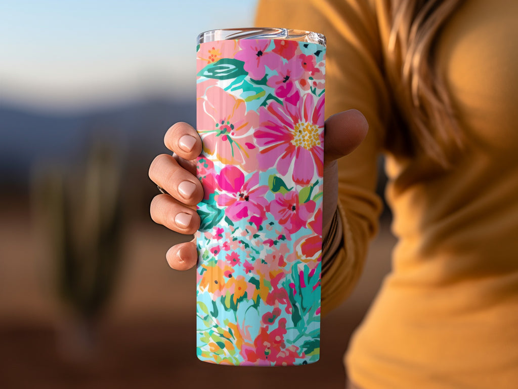 Vibrant Floral Design Insulated Travel Tumbler Cup