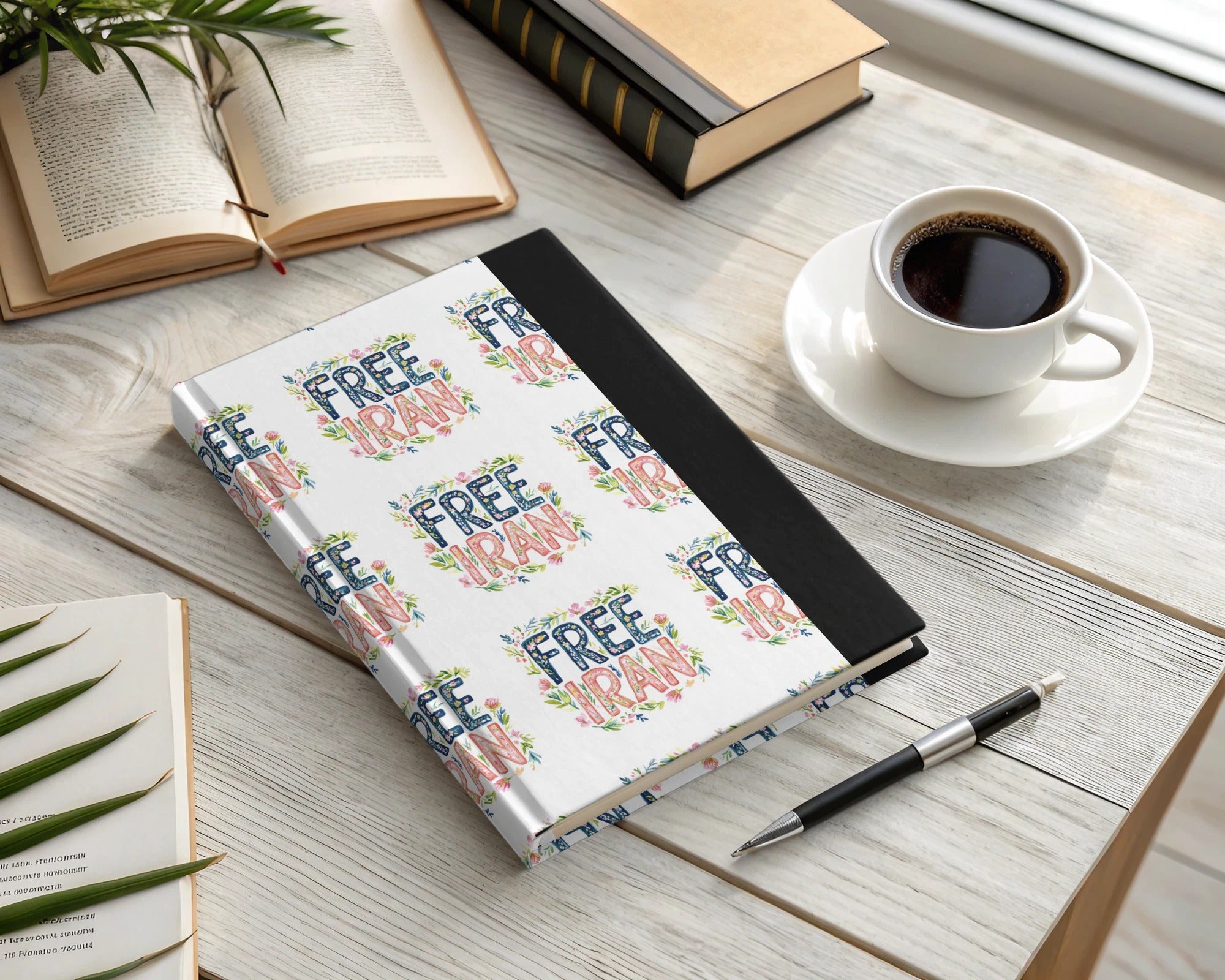 Floral FREE IRAN Design Lined Journal Notebook product type
Journal
Notebook
FREE IRAN
Iran protest
Women Life Freedom
Human rights
Activism
Floral design
Patterned cover
Writing journal
Daily planner
Gifts for writers
Student supplies
Office essentials
Empowerment
Political activism
Support Iran
Ruled pages
Hardcover notebook
Protest merchandise