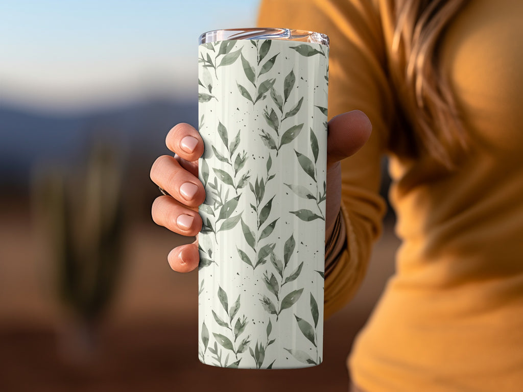 Leaf Pattern Insulated Tumbler for Hot and Cold Drinks