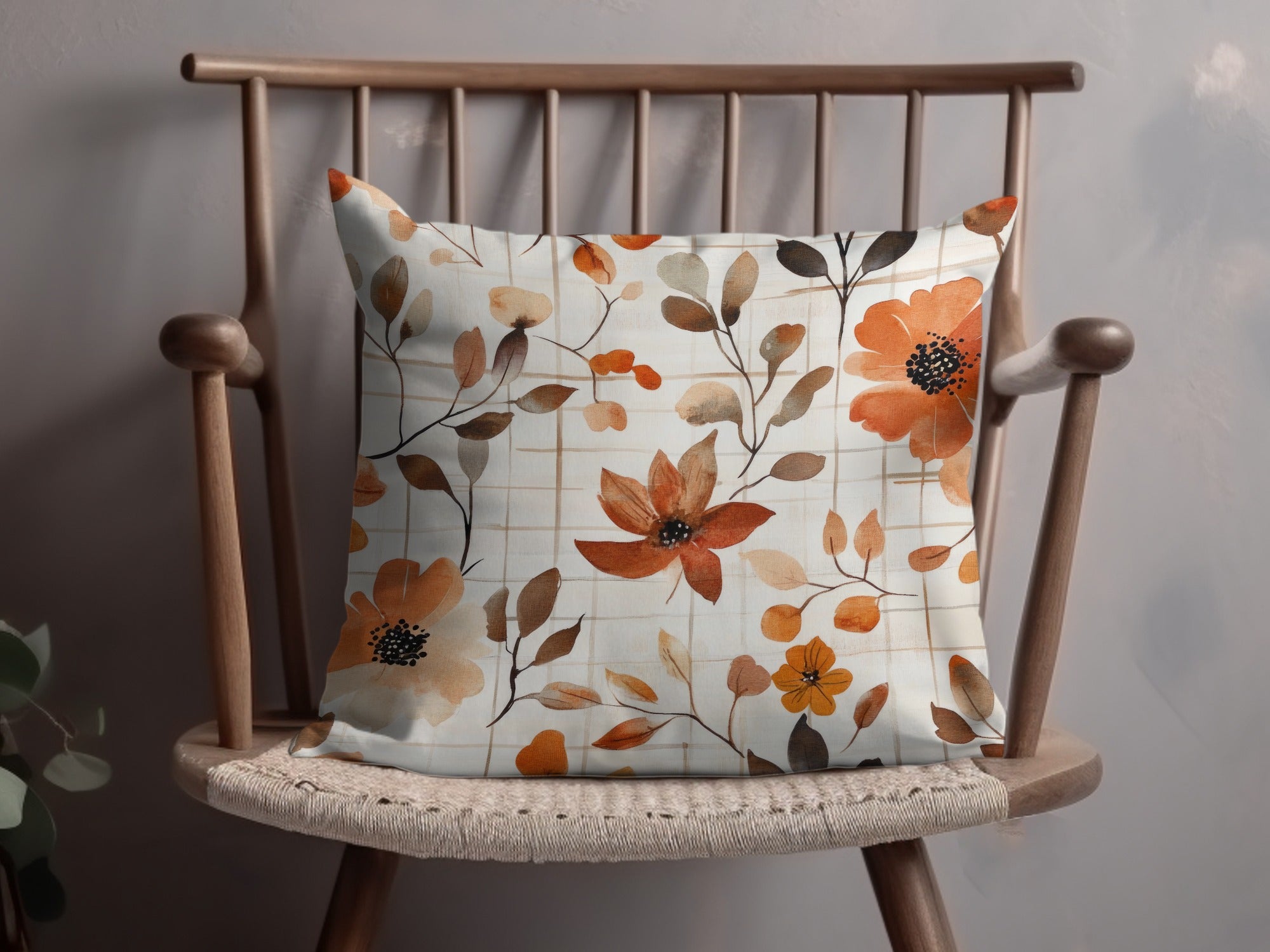 Autumn Floral Pattern Decorative Throw Pillow