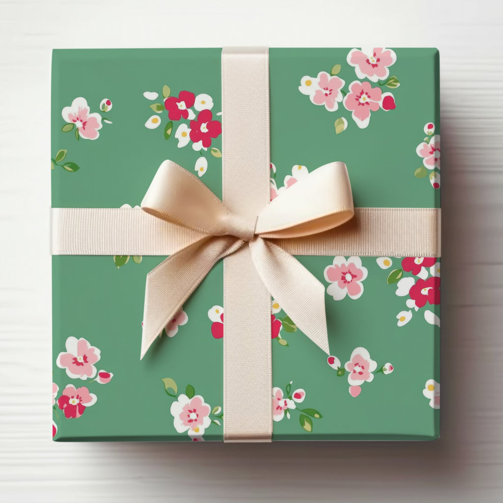 Floral Green Box with Ribbon Gift Wrapping Product