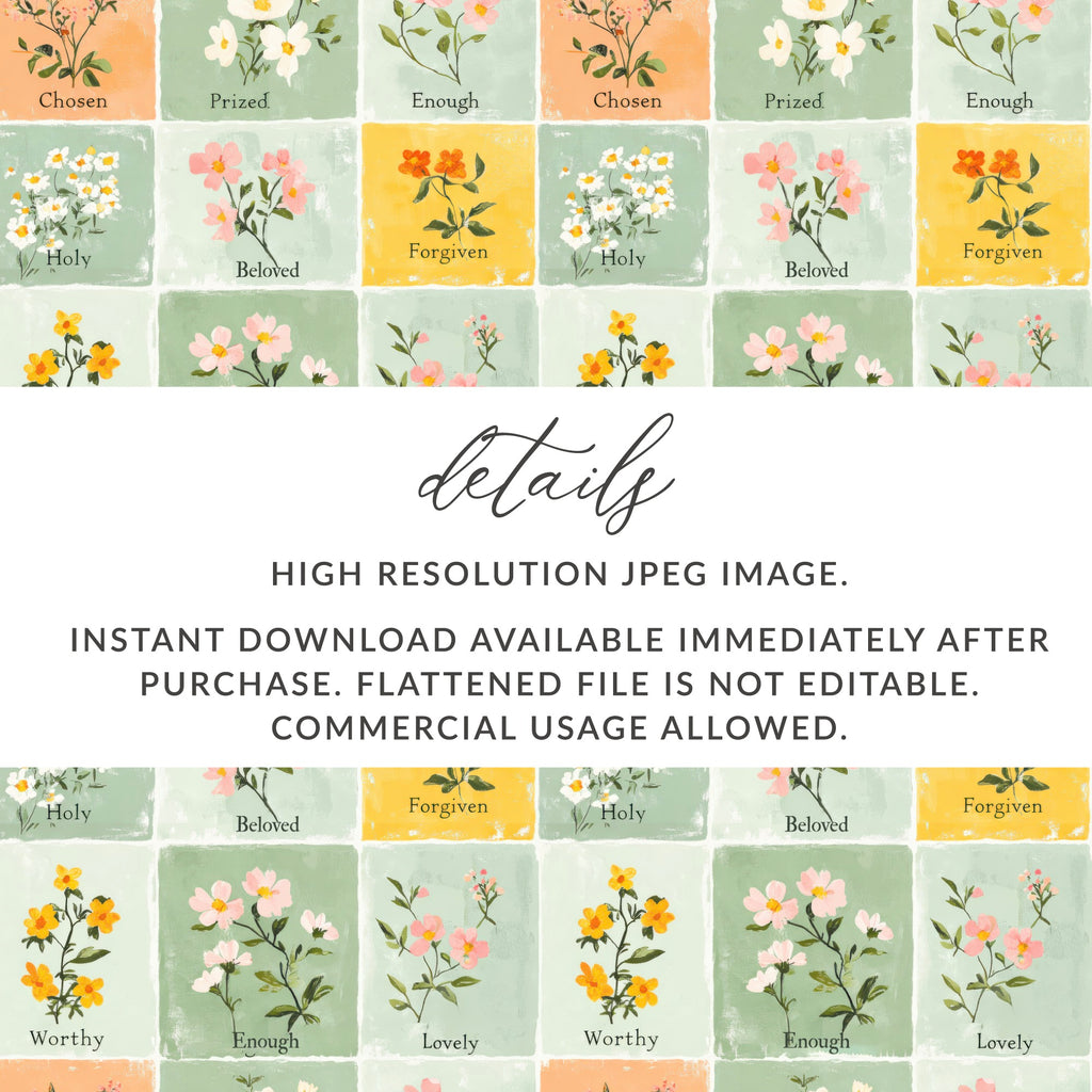 Floral Patterns with Affirmation Words Downloadable Image