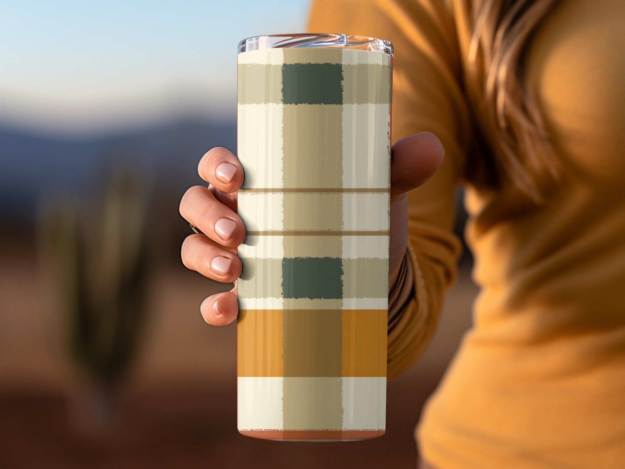 Stylish Striped Tumbler with Autumn Colors Design