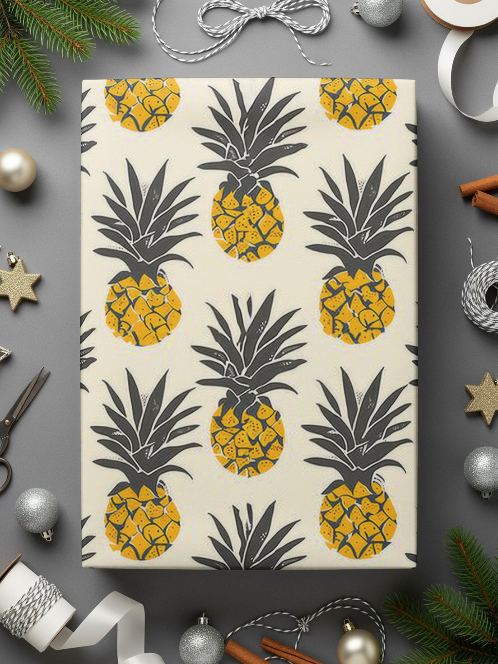 Festive Pineapple Pattern Wrapping Paper Holiday Gift