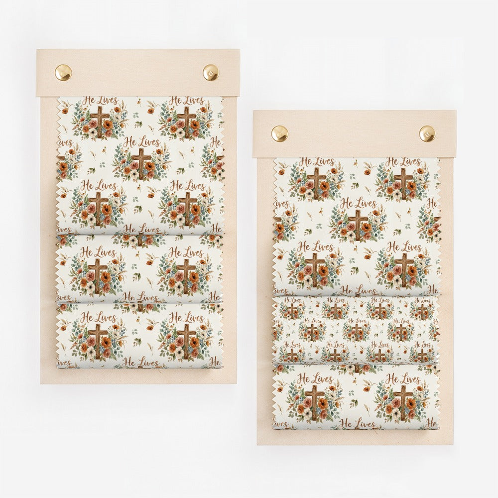 He Lives Cross Floral Pattern Design Fabric product type