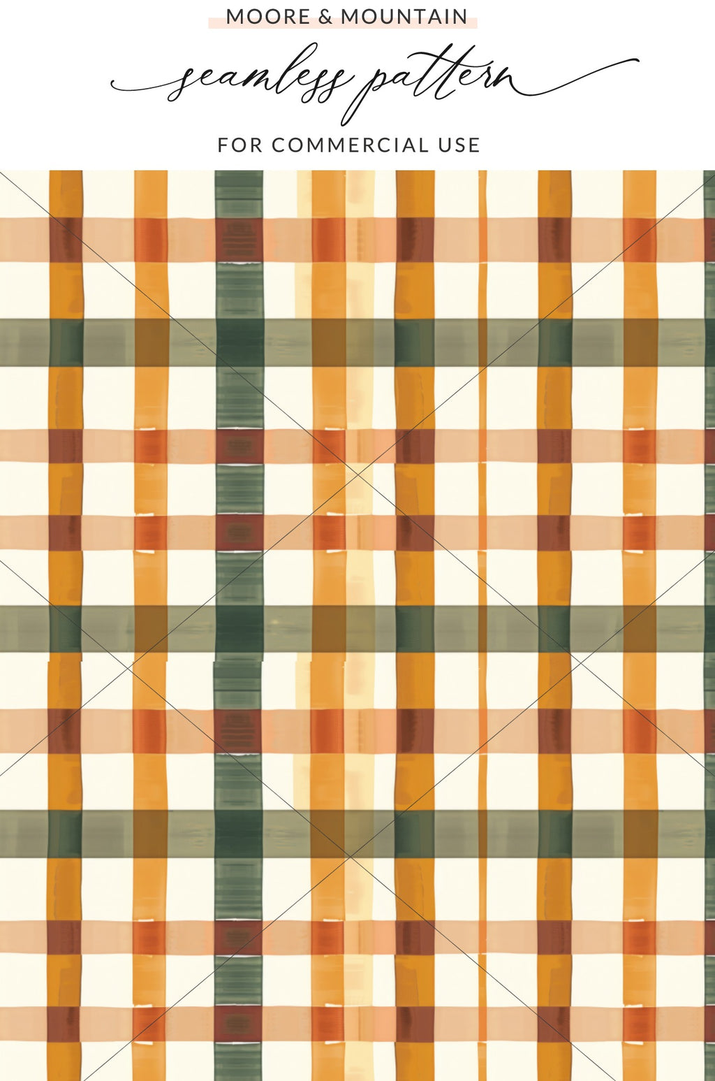 Orange Green Plaid Seamless Pattern for Commercial Use