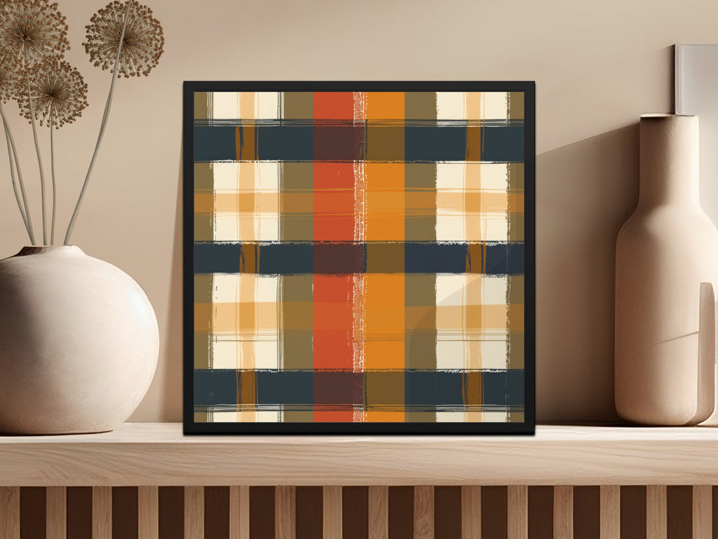 Abstract Geometric Plaid Design Wall Art Print