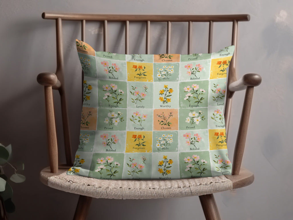 Inspirational Floral Pattern Decorative Pillow