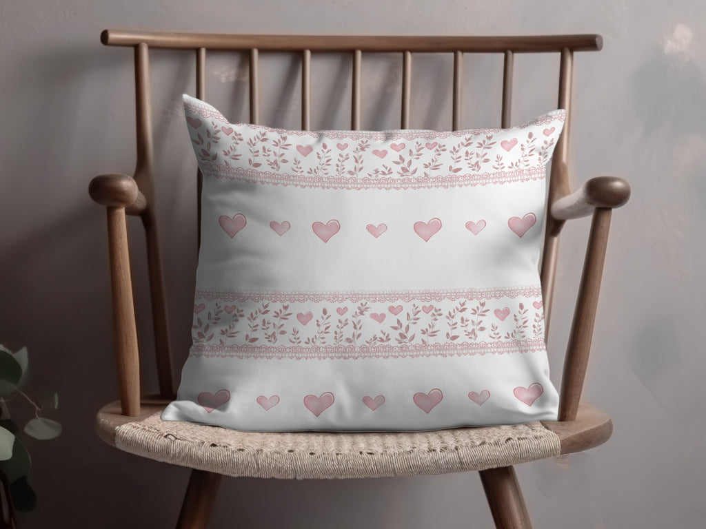 Pink Heart Pattern Decorative Pillow for Home Decor