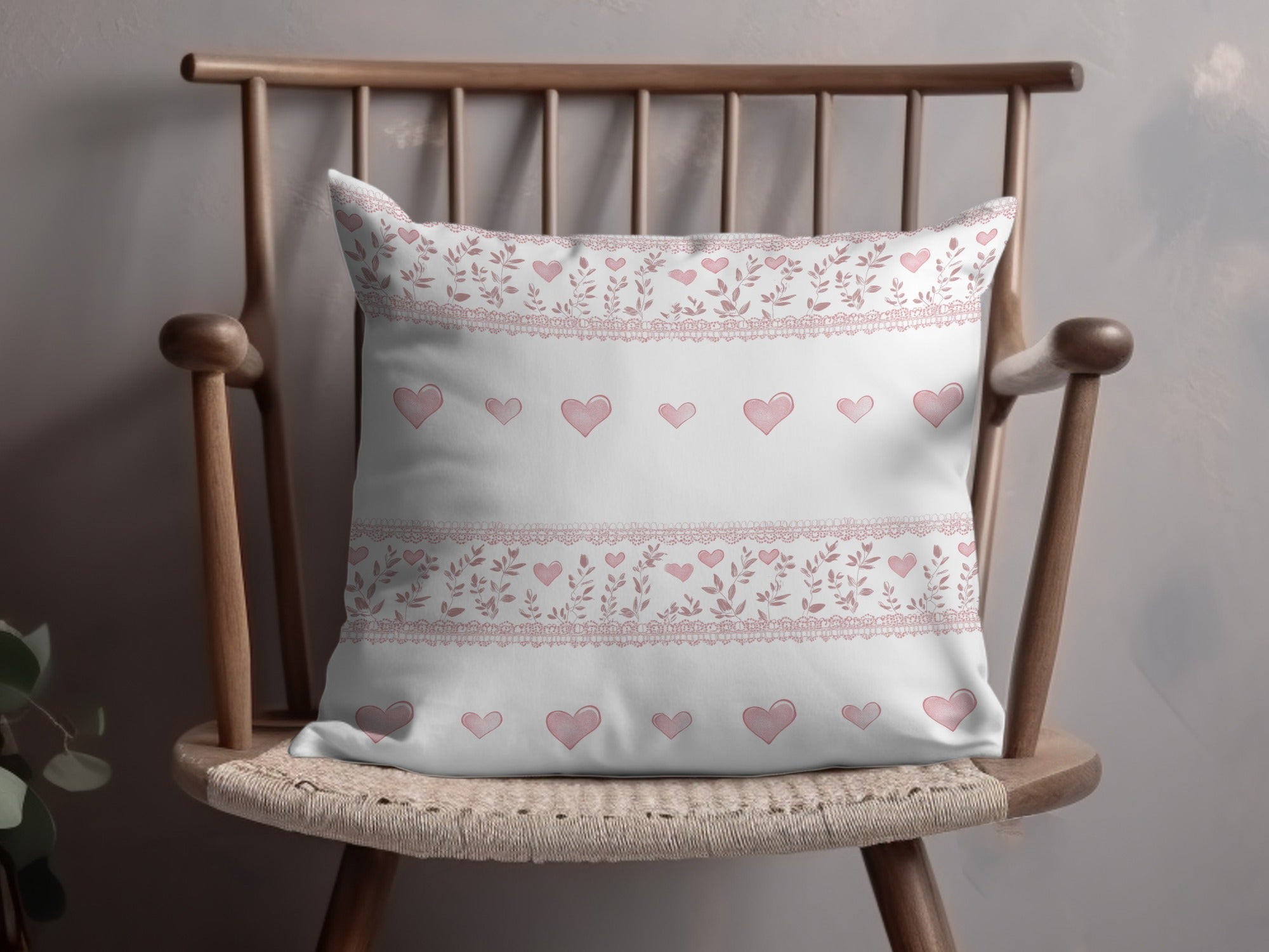 Pink Heart Pattern Decorative Pillow for Home Decor