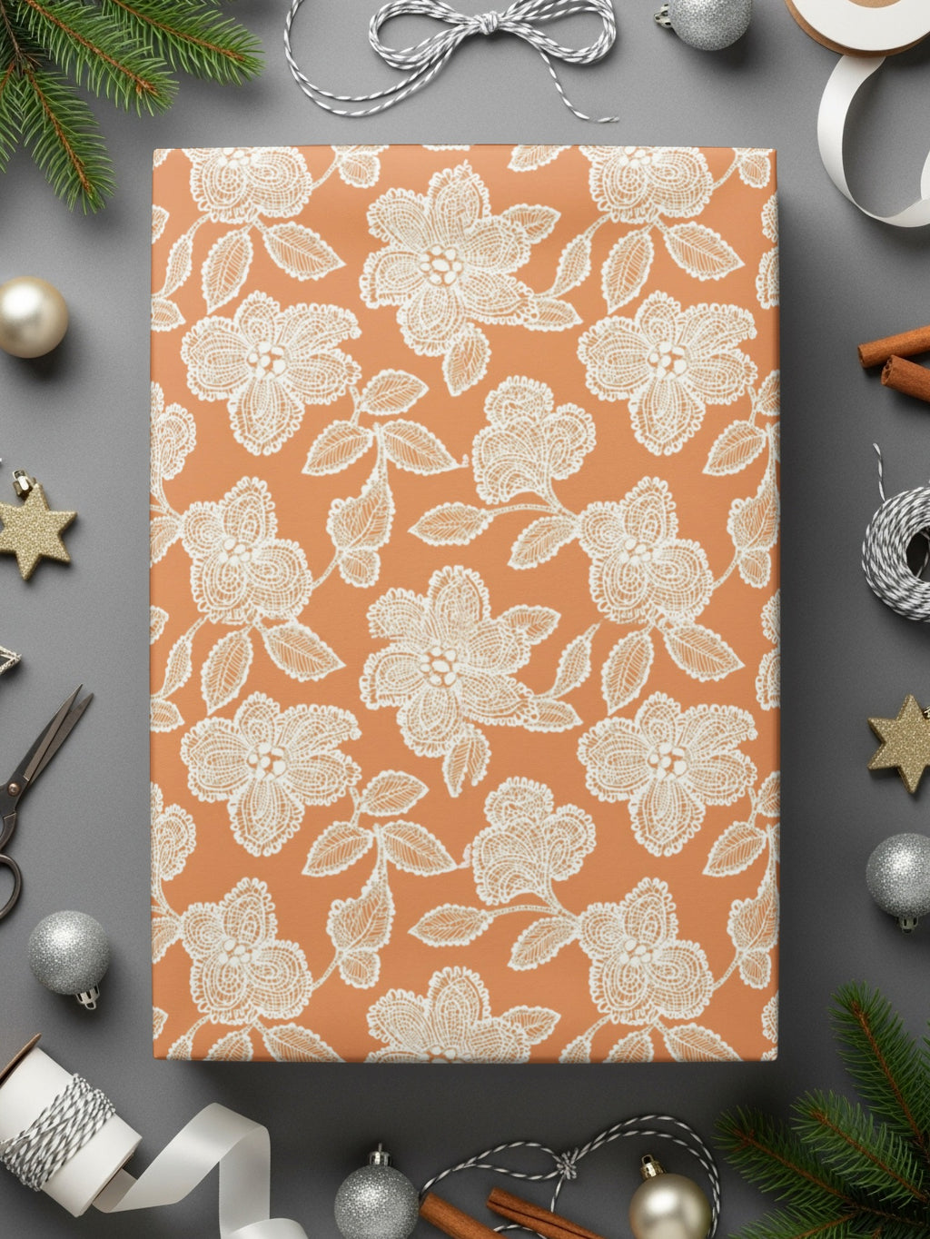 Elegant Floral Lace Design Gift Wrapping Paper
