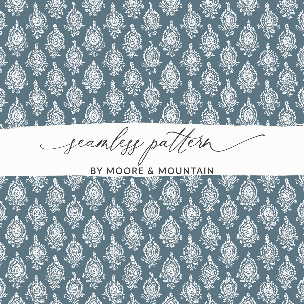 Blue and White Seamless Pattern by Moore and Mountain