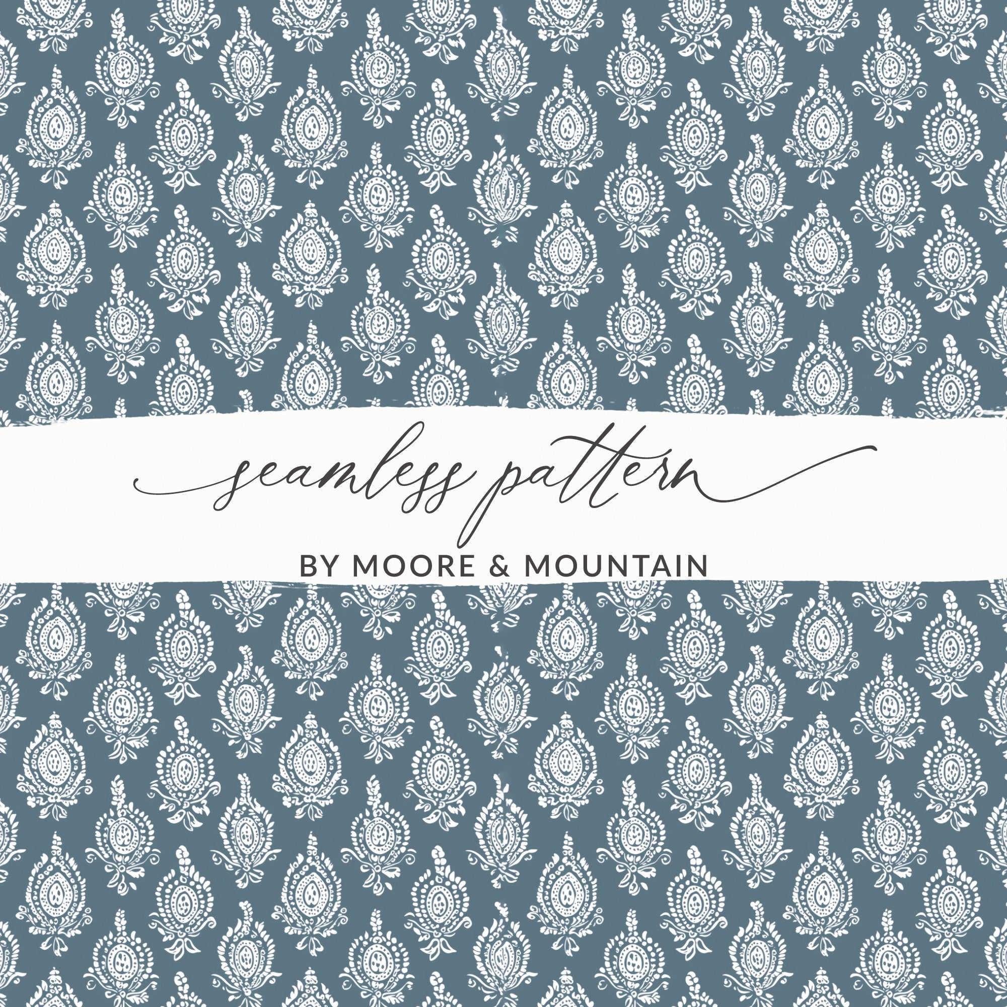 Blue and White Seamless Pattern by Moore and Mountain