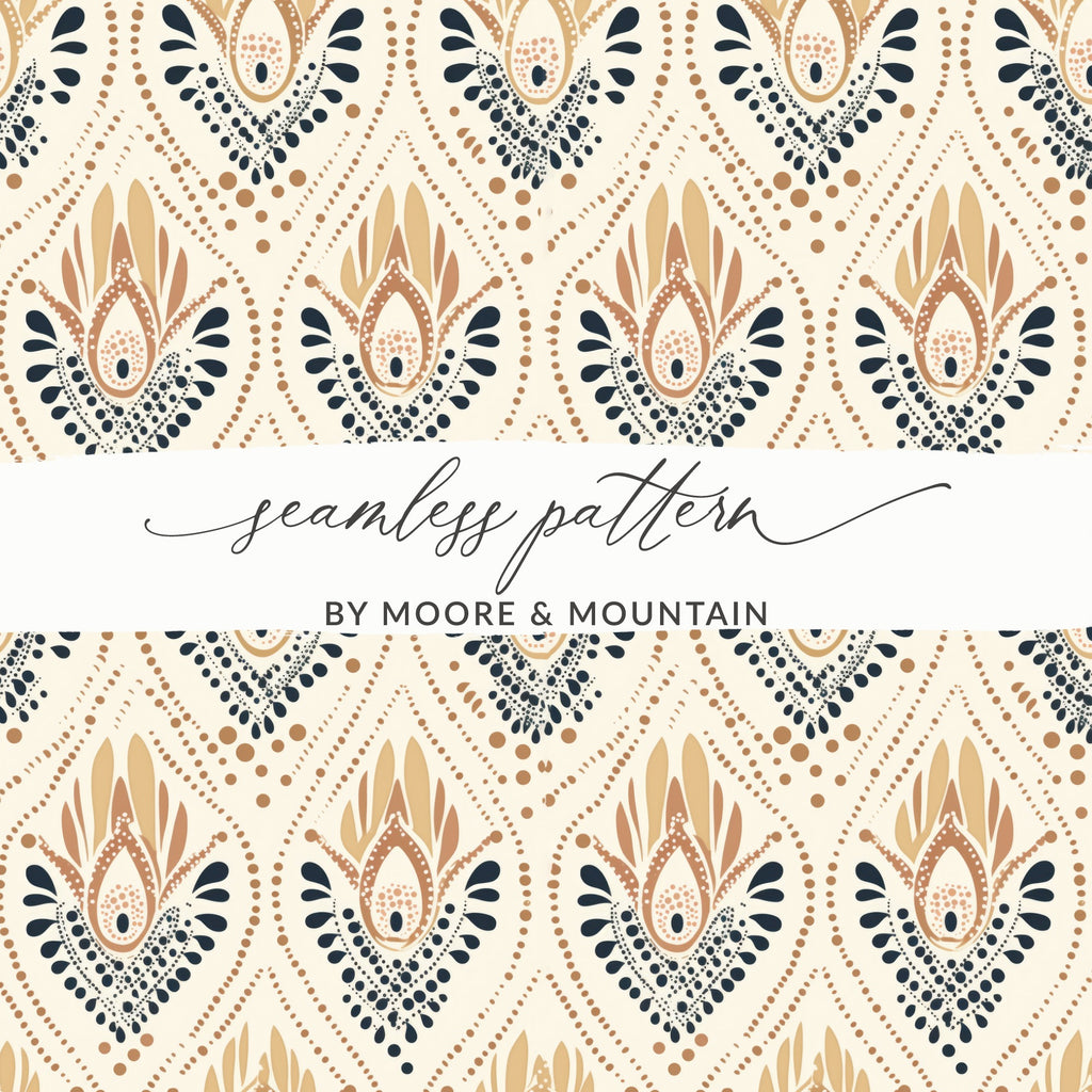 Elegant Beige and Navy Blue Seamless Pattern Design