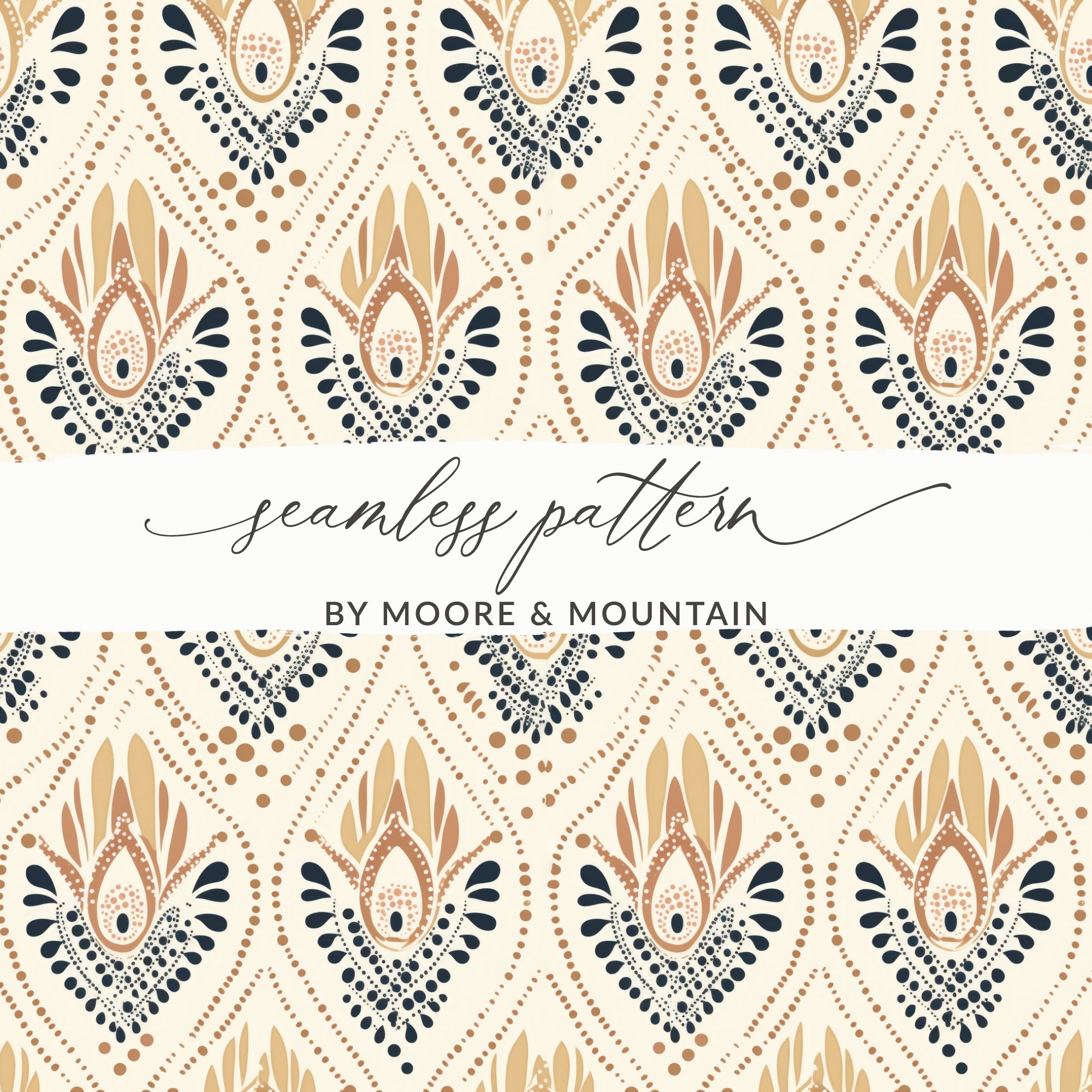 Elegant Beige and Navy Blue Seamless Pattern Design