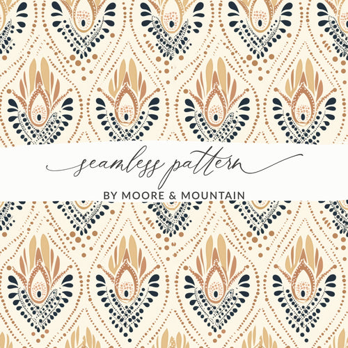 Elegant Beige and Navy Blue Seamless Pattern Design