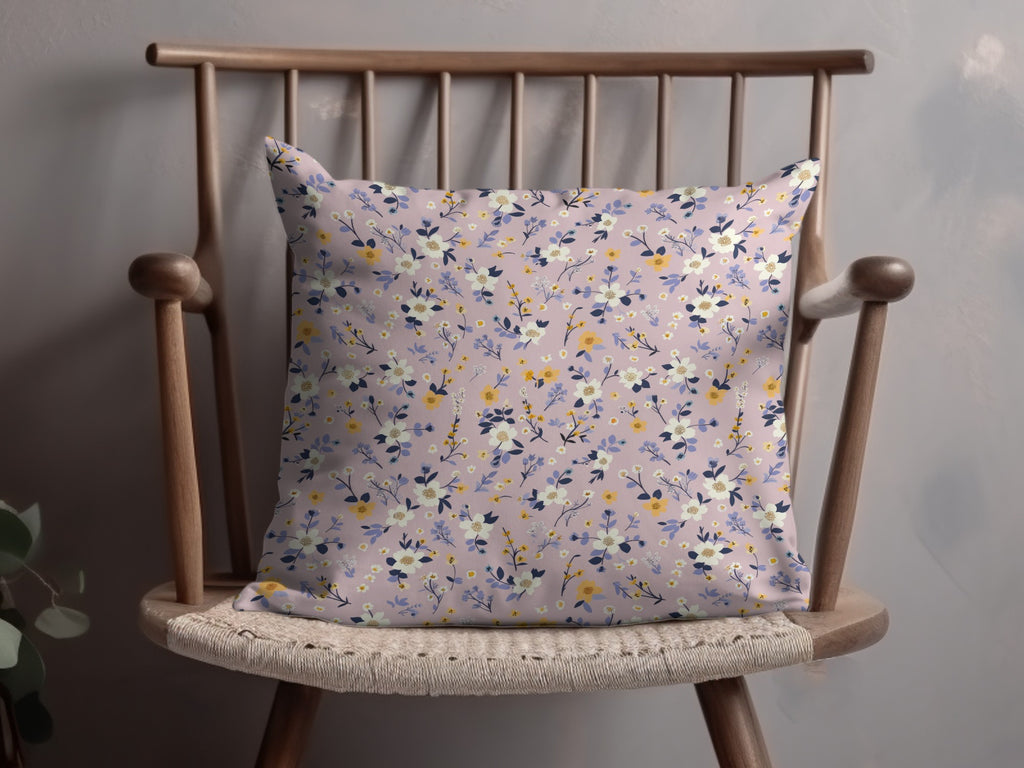 Floral Design Lavender and Yellow Throw Pillow Product