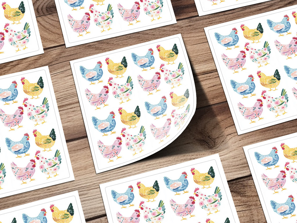 Watercolor Floral Chicken Sticker Sheets Farmyard Decor product type
Chicken stickers
Floral chickens
Watercolor art
Farm animal decals
Cute poultry
Decorative stickers
Planner stickers
Journal stickers
Scrapbooking supplies
Animal themed
Rooster hen
Colorful chickens
Gift ideas
DIY craft
Stationery items
Homestead decor
Country living
Pattern stickers
Sheet stickers
Poultry stickers