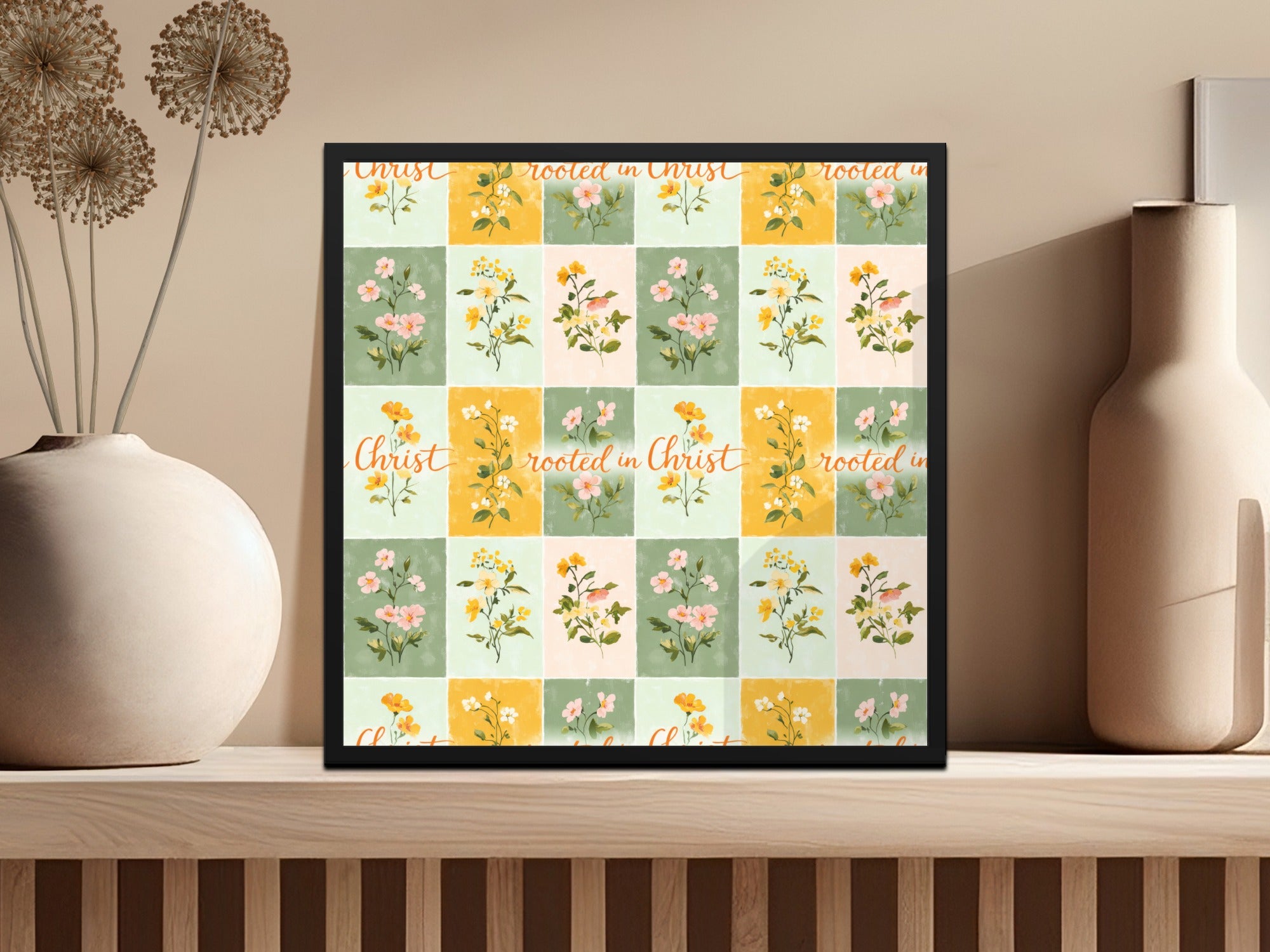 Rooted in Christ Inspirational Floral Art Print
