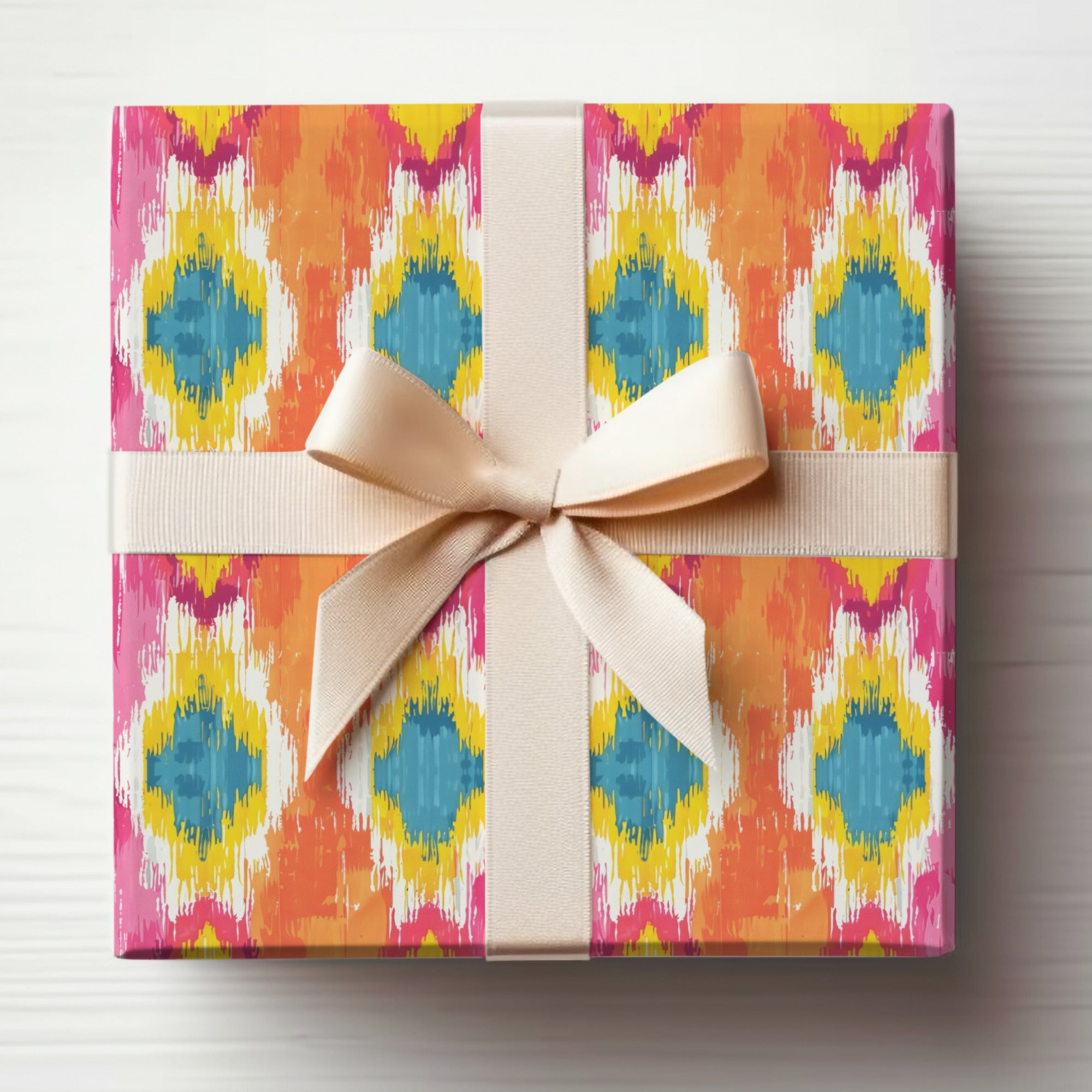 Vibrant Ikat Patterned Gift Wrap for Presents