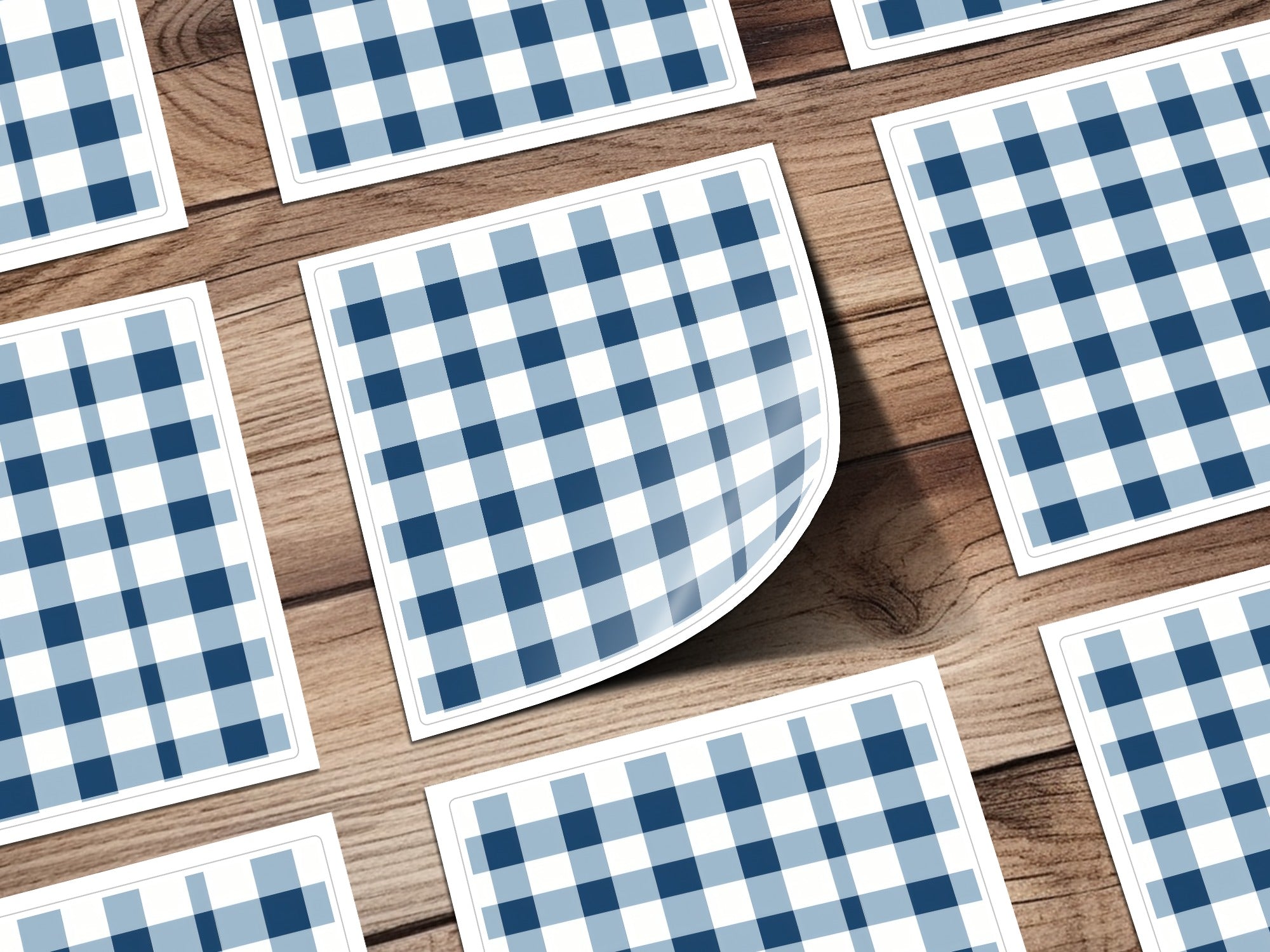 Blue and White Checkered Pattern Sticker Sheet