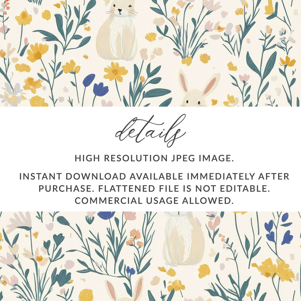 Floral and Bunny Pattern Illustration High Res Image