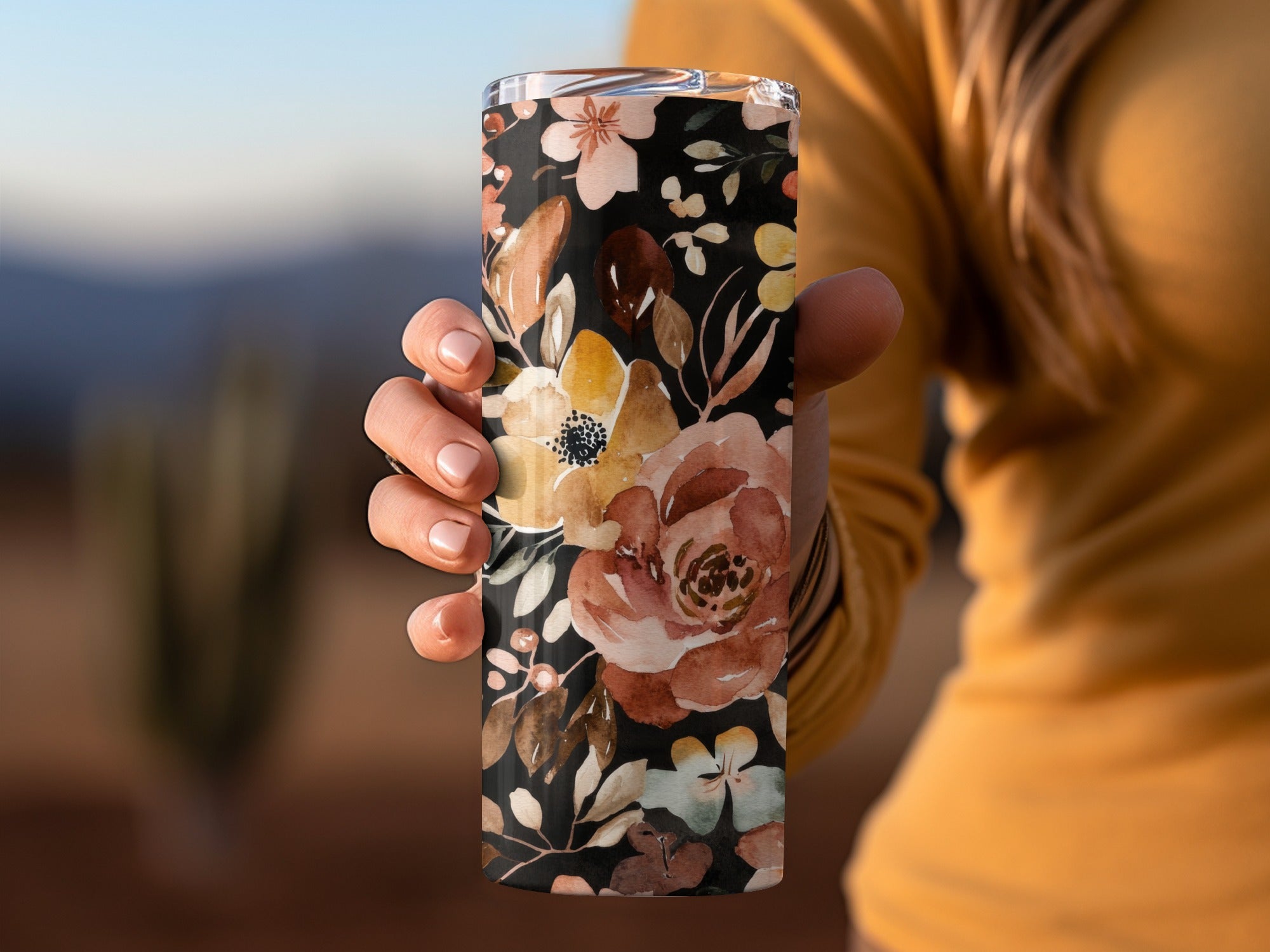 Floral Pattern Insulated Drink Tumbler Thermos