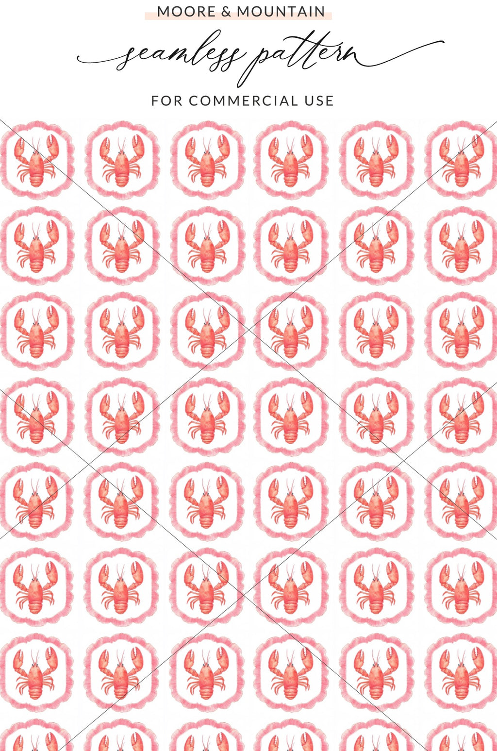 Red Lobster Pink Scalloped Seamless Pattern product type