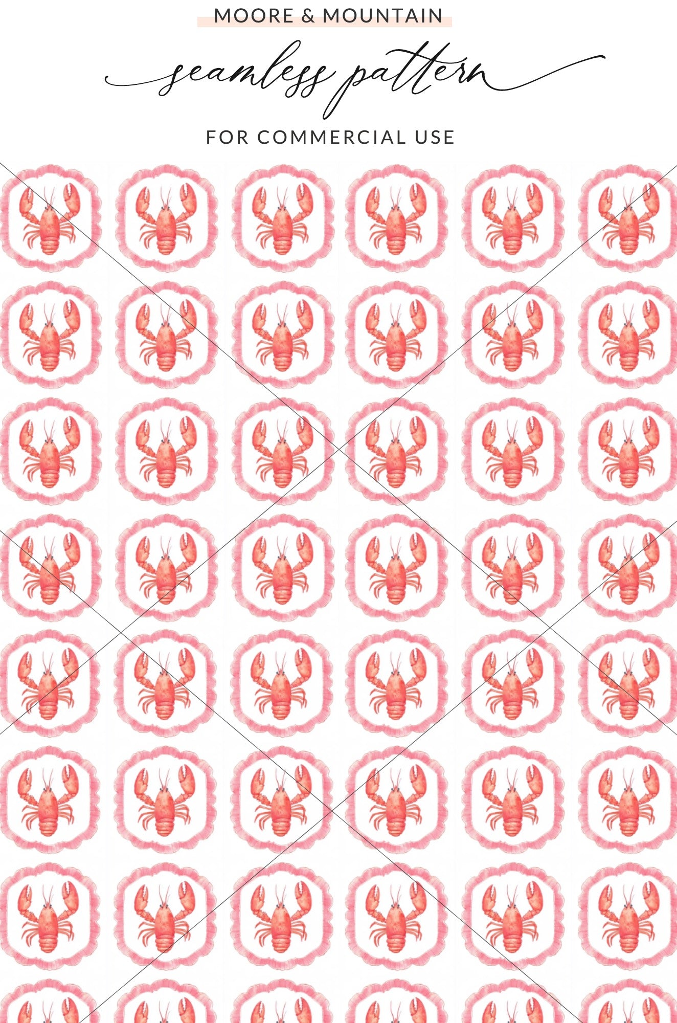 Red Lobster Pink Scalloped Seamless Pattern product type