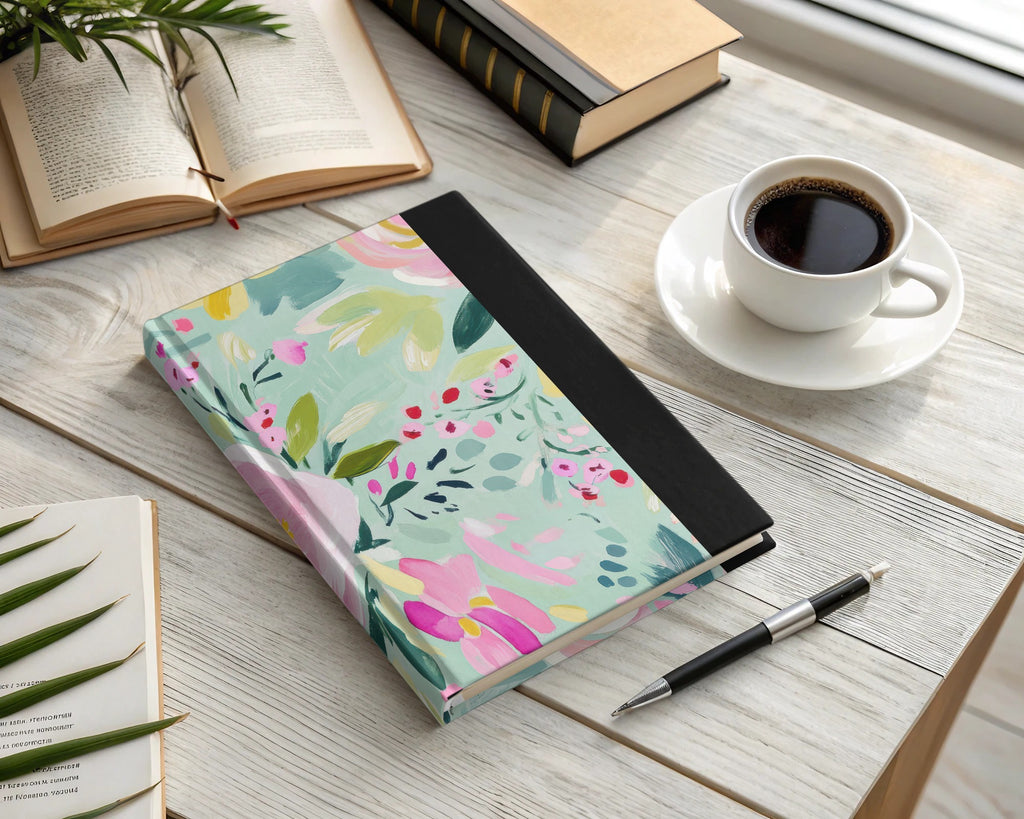 Abstract Floral Seamless Pattern Digital, Spring Ditsy Green Pink Yellow Flowers, Modern Gouache Painted Fine Art Floral Print, Digital