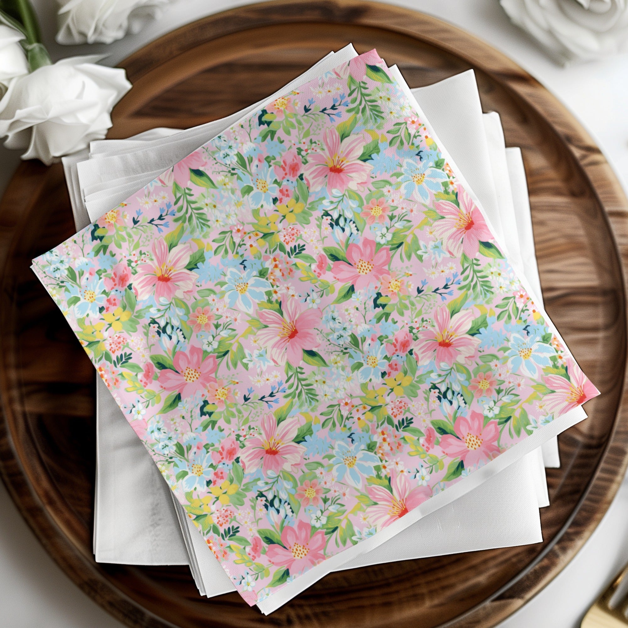 Colorful Floral Pattern Square Napkins Set