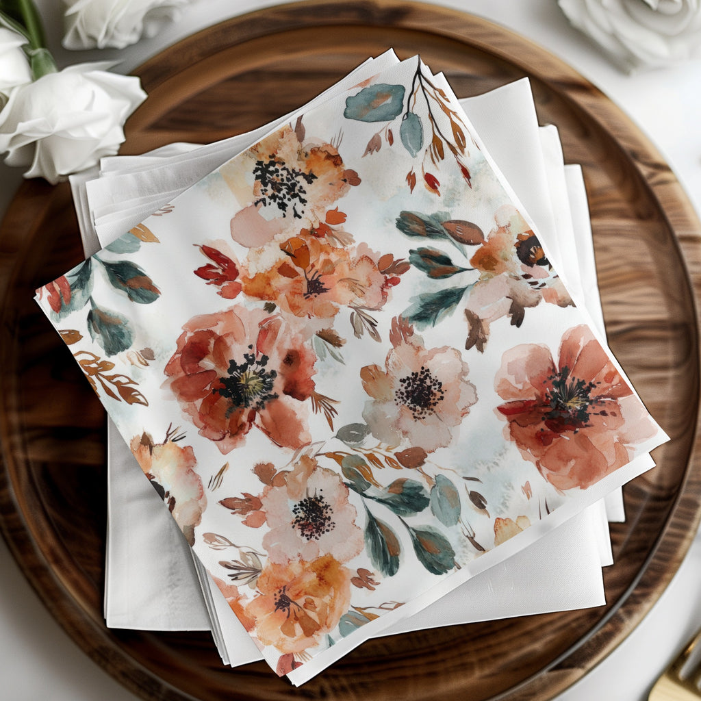 Elegant Floral Patterned Disposable Napkins Product